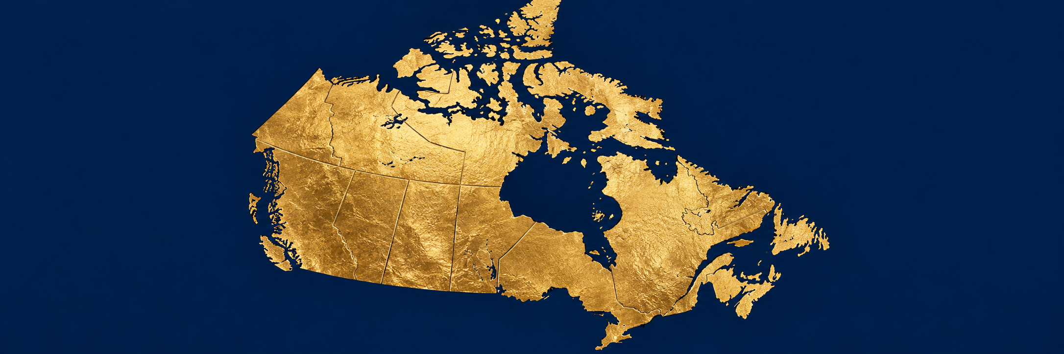 Canadá en dorado sobre azul marino